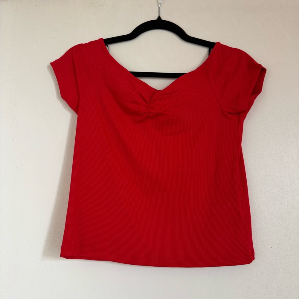HM Red Women's boatneck Top NWT